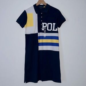 New Polo Ralph Lauren The Mesh Mini Blue Multi Dress Size S/P